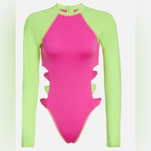 LOVESHACKFANCY X HURLEY - MAX SOLID BLOCKED BOW CHEEKY SURF SUIT size medium new - Picture 9 of 9